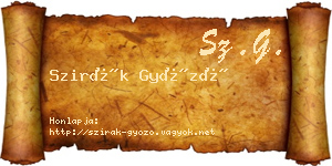 Szirák Győző névjegykártya